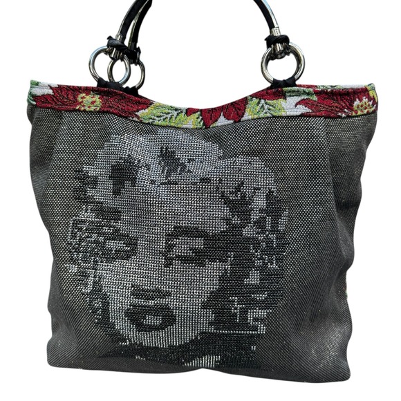 Tapestry Tote‎ Bag Marilyn Monroe Poinsettia Floral Novelty Shoulder Purse Large